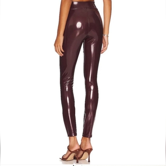 SPANX Burgundy Wine Patent Leather Leggings, size Medium - Picture 2 of 10